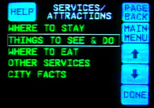 1992 Oldsmobile Toronado Travtek Menu